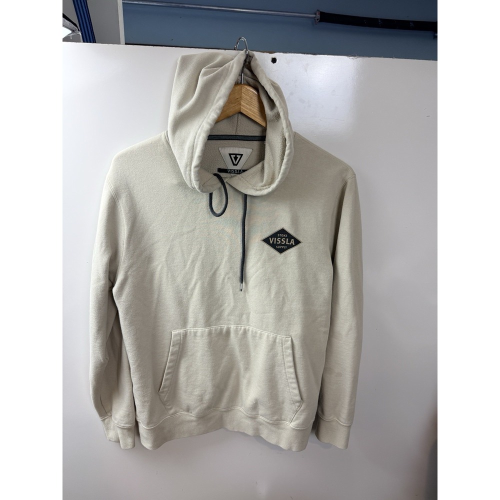 Vissla Surf Everything Ride Anything  Pullover Hoodie Sweatshirt Men's Beige M